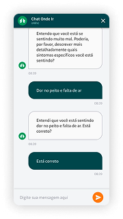 Descreva seus sintomas de forma simples e rápida.