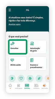 Acesse a área de Consultas no aplicativo Unimed-BH.