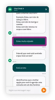 Descreva seus sintomas de forma simples e rápida.