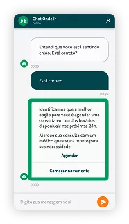 Receba a indicação ideal em segundos: Consulta On-line, presencial ou em Pronto Atendimento